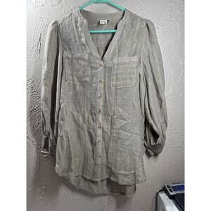 Akemi + Kin‎ for Anthropologie Itzel Metallic Blouse Button Up Womens Size 2